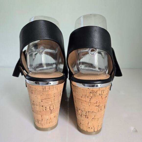 Marc Fisher Rana Wedge Platform Sandals Women's 8M Black Leather Cork Boho - Picture 7 of 12